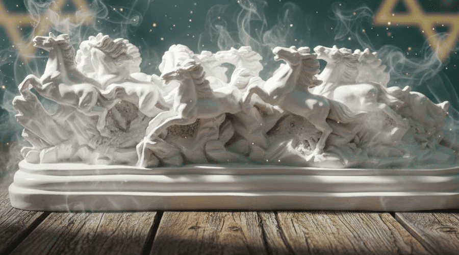 12 Running Victory Horses Resin Statue